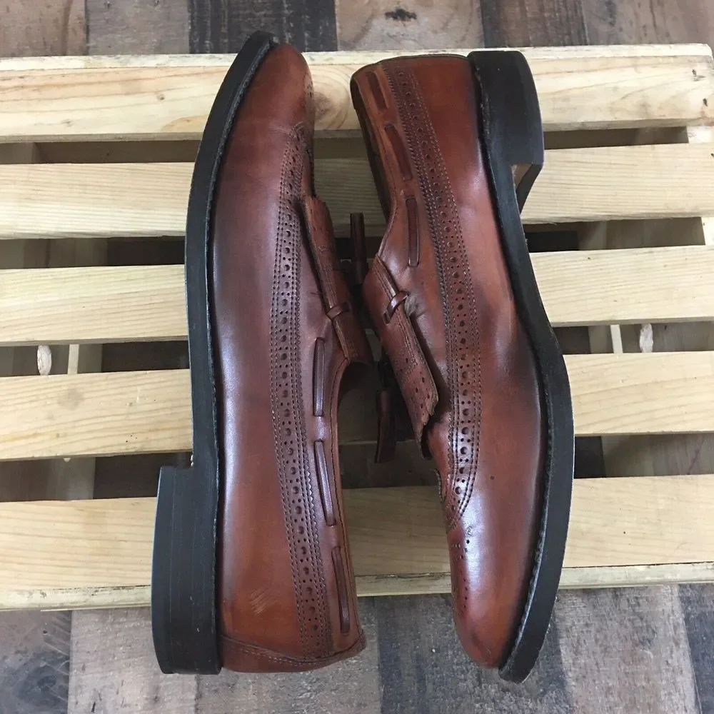 Allen Edmonds Colfax Brown Leather Kilt Tassel Wingtip Loafer Shoe Mens 11.5 AAA